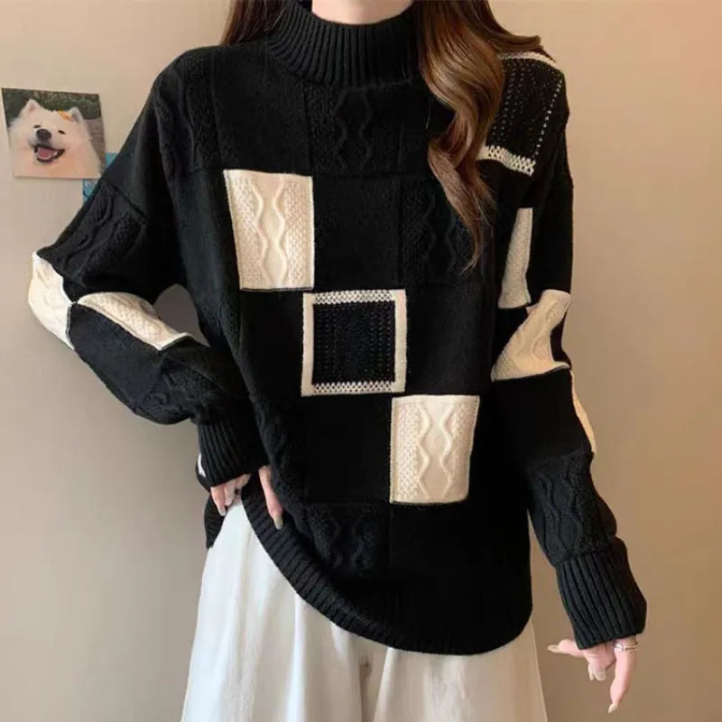 Pull élégant avec patchwork