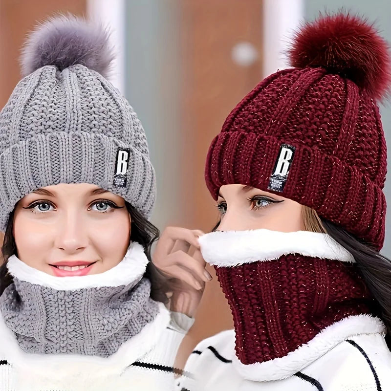 Ensemble bonnet d'hiver chaud 2 pièces