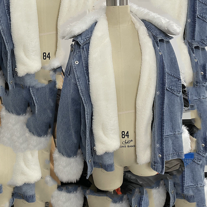 Veste en Jean Blanc Lavé